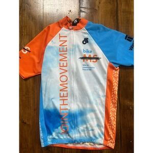 Champion System‎ Bike MS Cycling Jersey Orange Blue Cloud Print Mens Medium